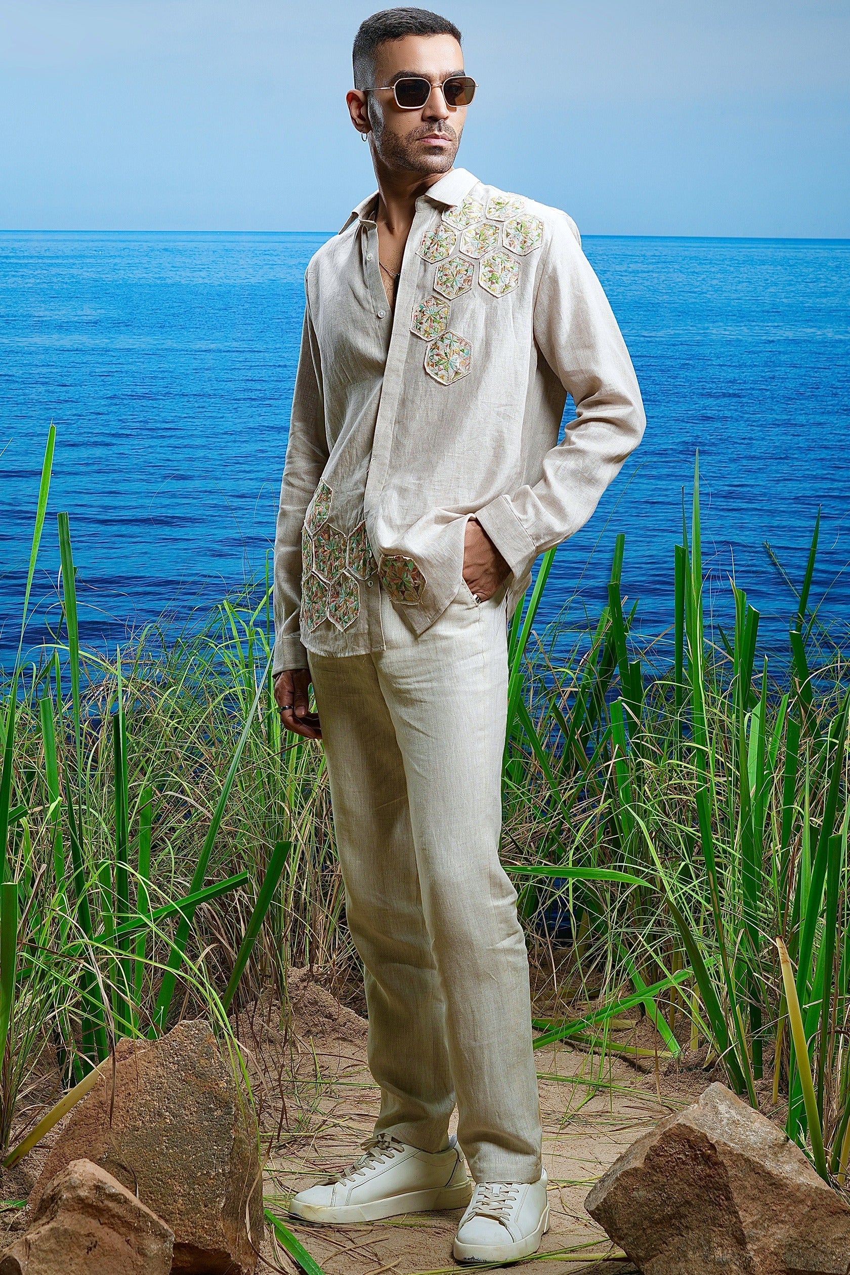 Sahara Petal Embroidered Linen Shirt