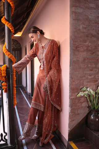 RUST EMBROIDERD SUIT