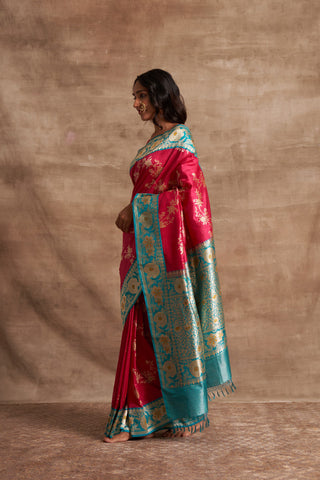 'Chandan Chitwan' Rani Kadiyal Benarasi Handloom Sari