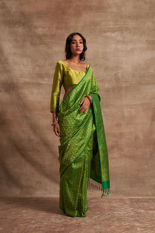 'Husna Pitambari' Tanchoi Benarasi Handloom Sari