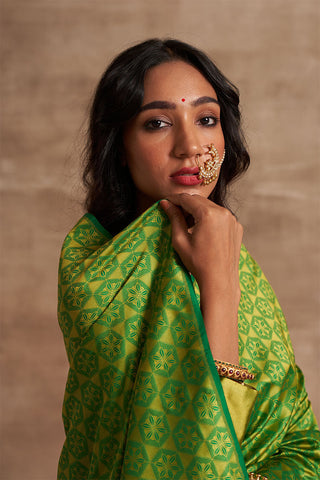 'Husna Pitambari' Tanchoi Benarasi Handloom Sari