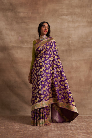 'Akash Kusum' Amethyst Gyasar Benarasi Handloom Sari