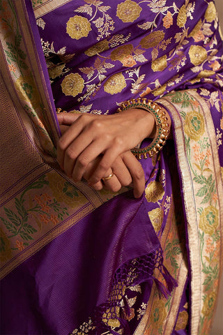 'Akash Kusum' Amethyst Gyasar Benarasi Handloom Sari