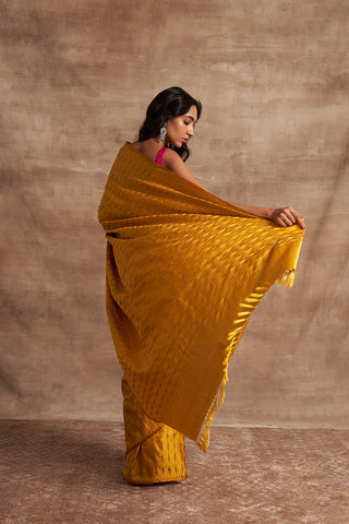 'Peeli Marmari' Tanchoi Benarasi Handloom Sari