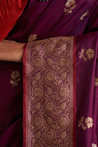 'Phool Chatai' Baigani Kadhua Benarasi Handloom Sari