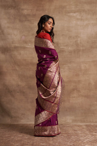 'Phool Chatai' Baigani Kadhua Benarasi Handloom Sari