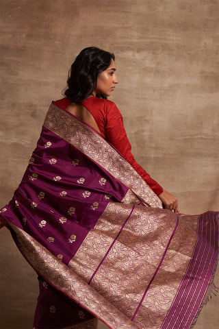 'Phool Chatai' Baigani Kadhua Benarasi Handloom Sari