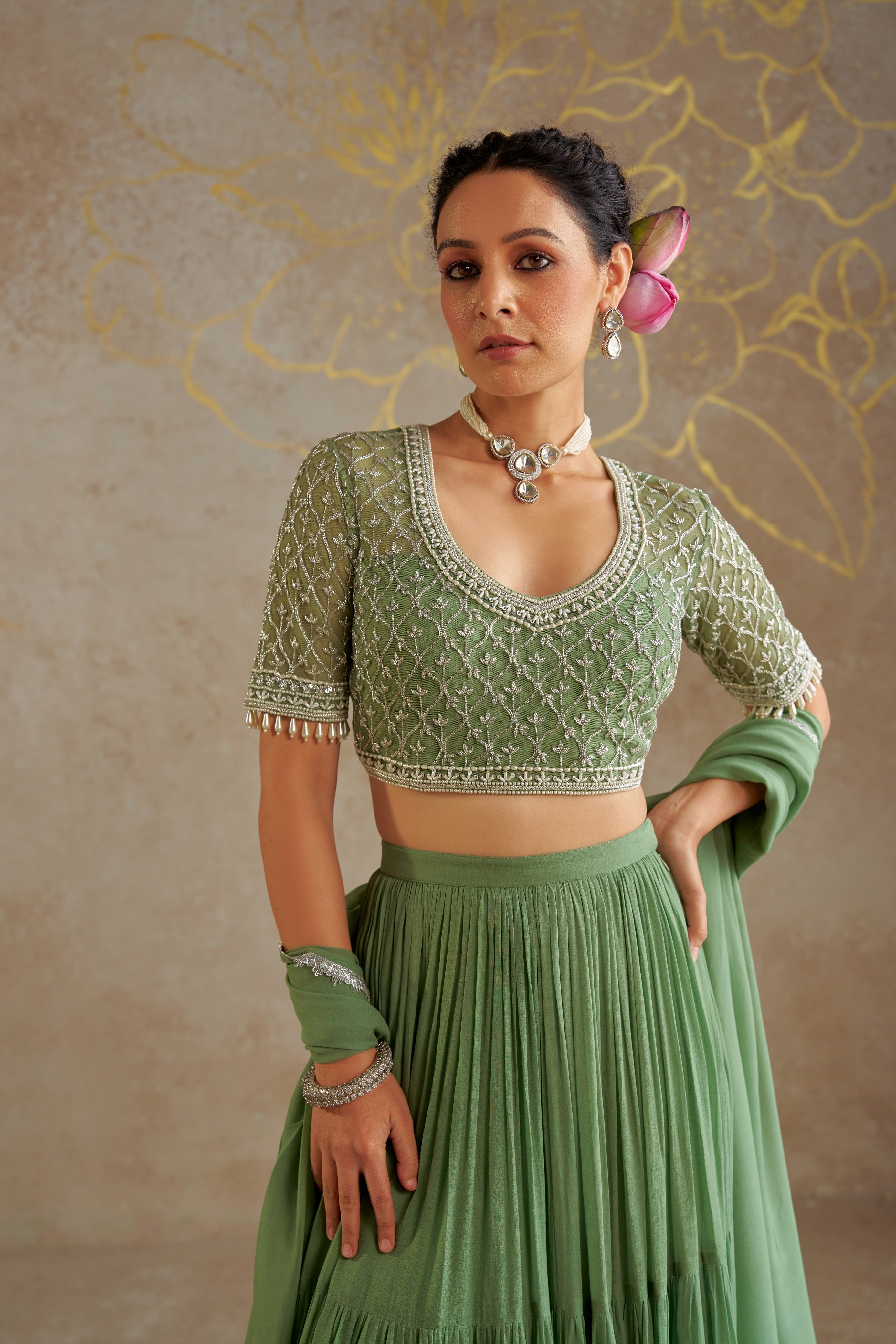 Jade Tiered Lehenga Set