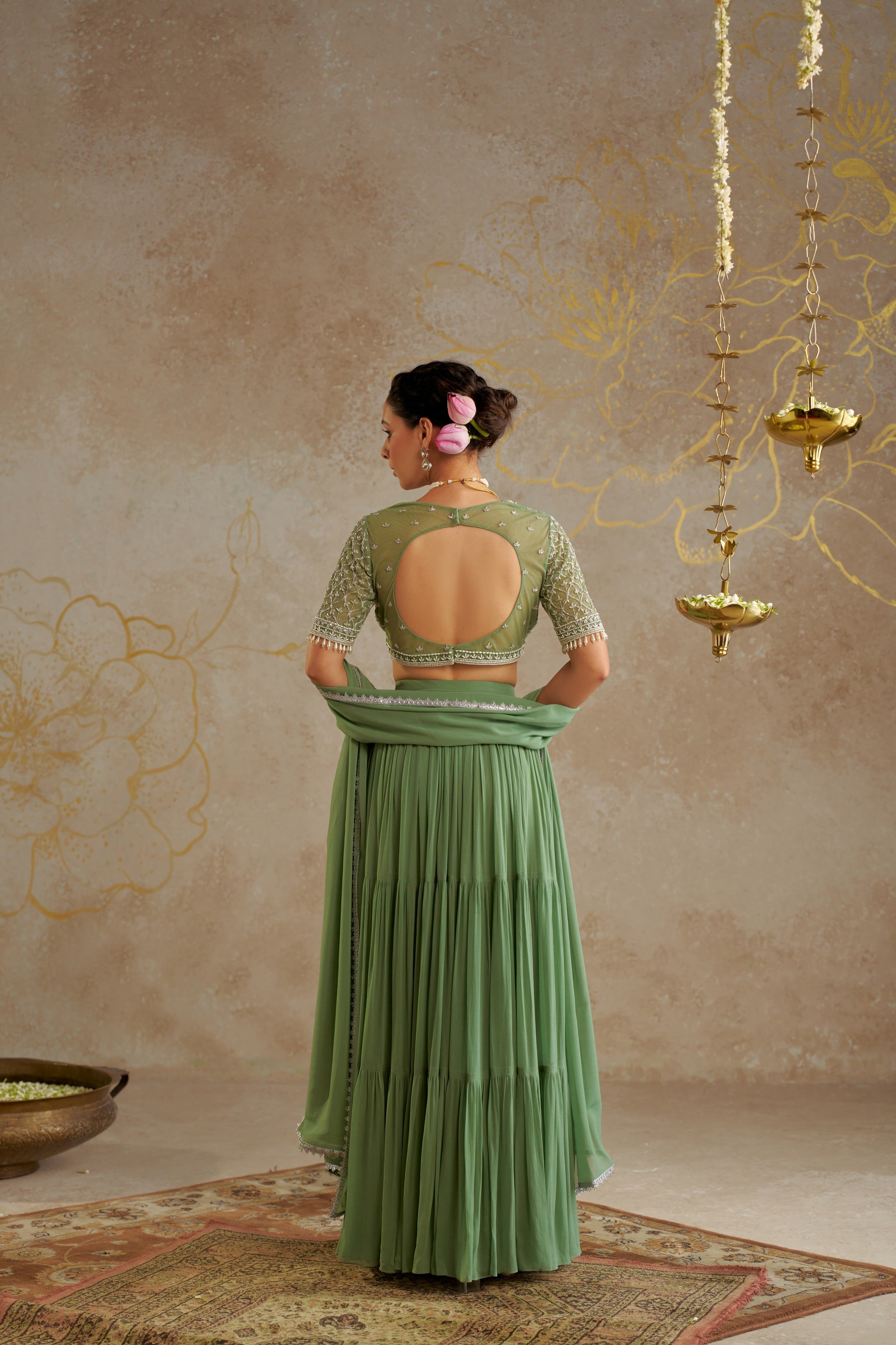 Jade Tiered Lehenga Set