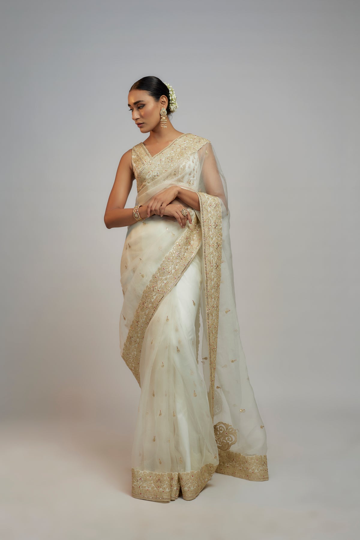 Golconda  Maahi organza Saree set