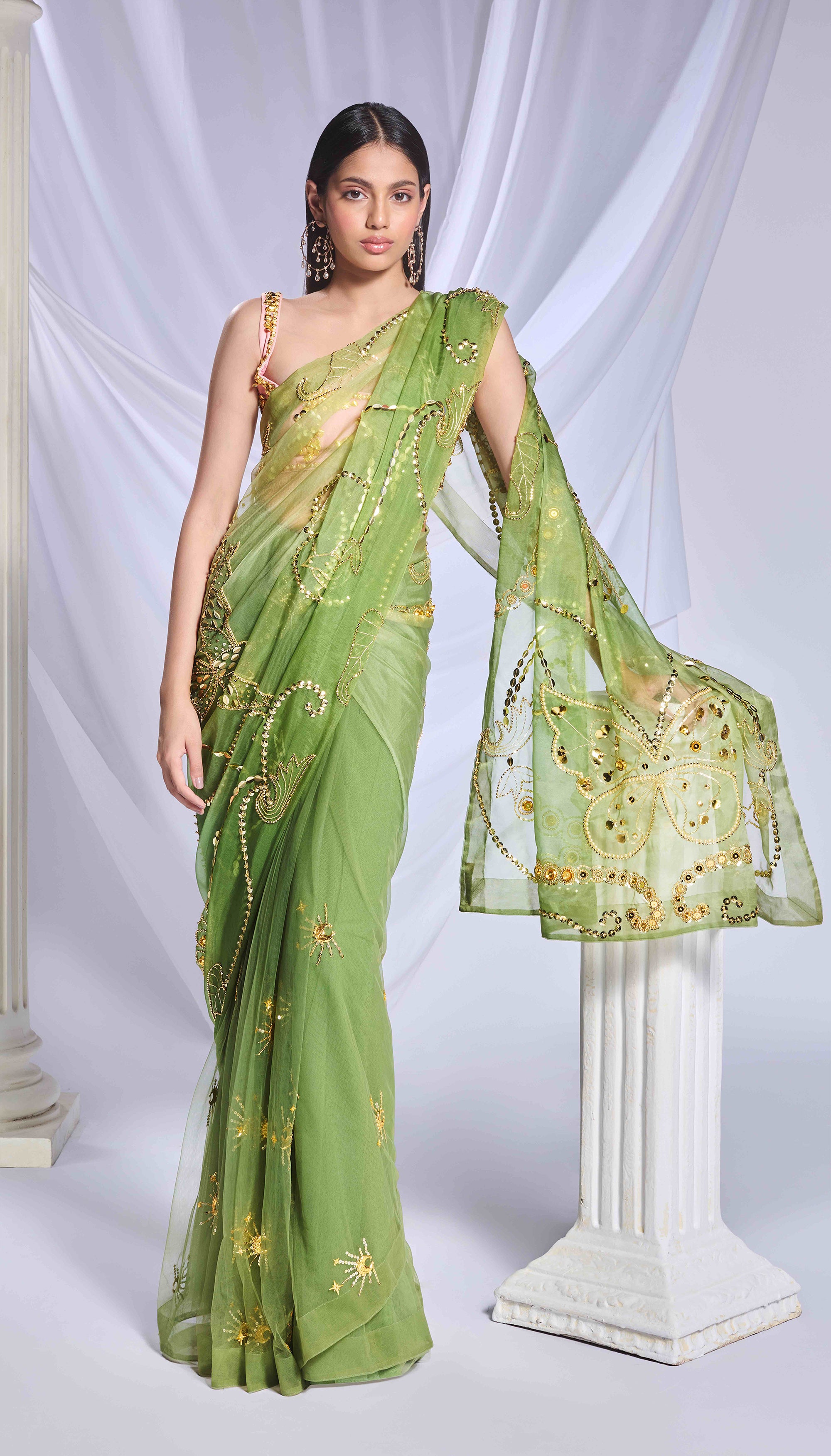 Sea Frost saree set