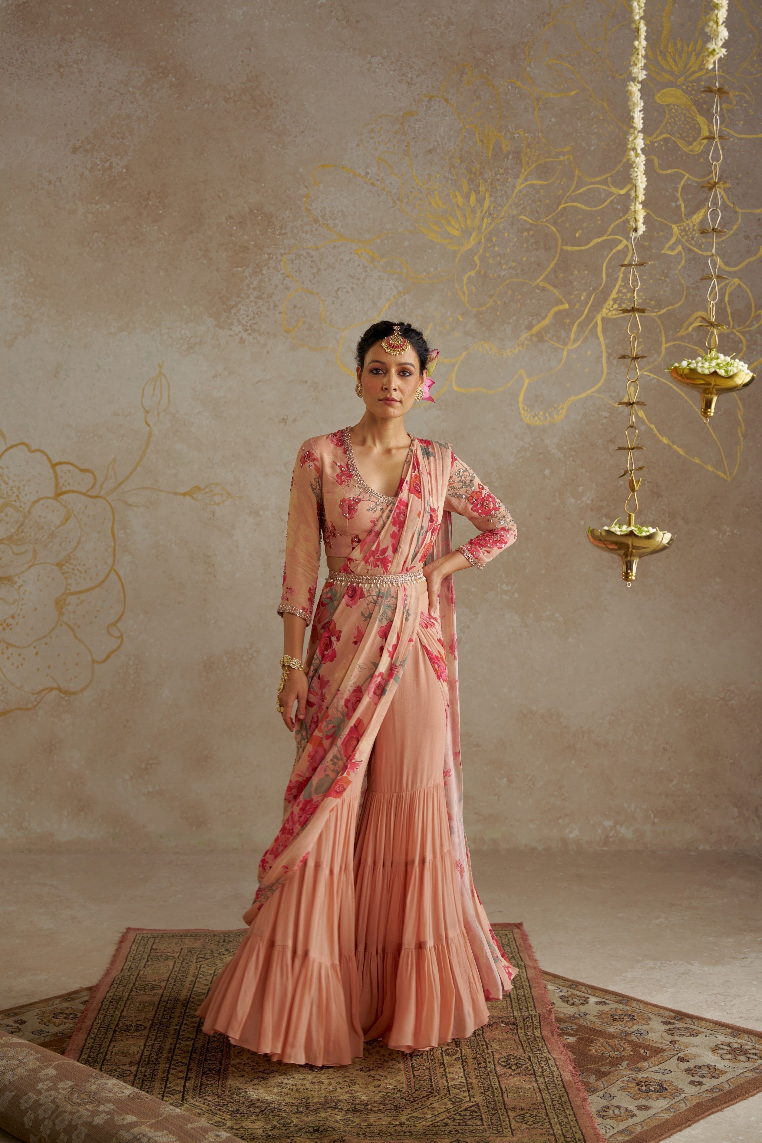 Blush Rose Sharara Saree Set