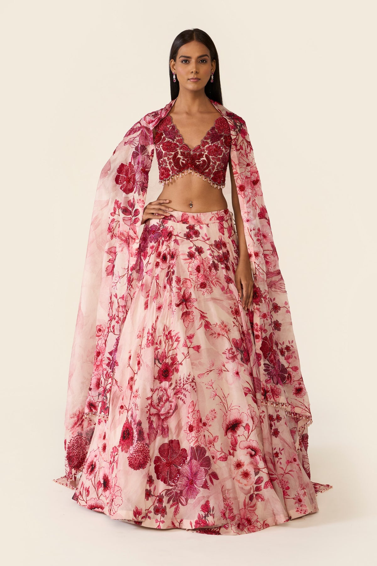 Pink Printed Lehenga Set