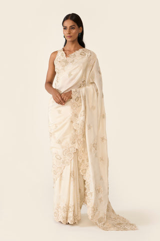 Ivory Embroidered Classic Saree Set