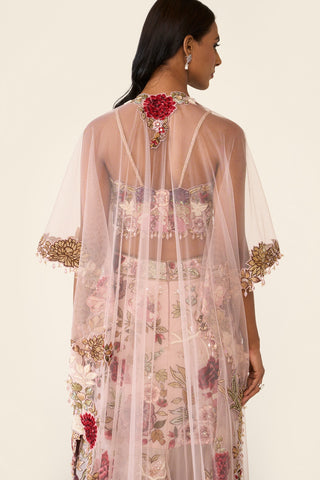 Pink Embroidered Cape