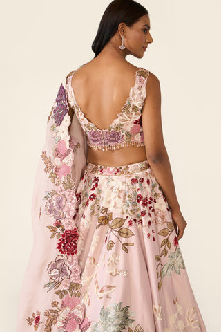 Pink Embroidered Lehenga Set