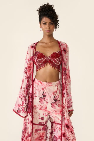 Pink Printed Cape Set