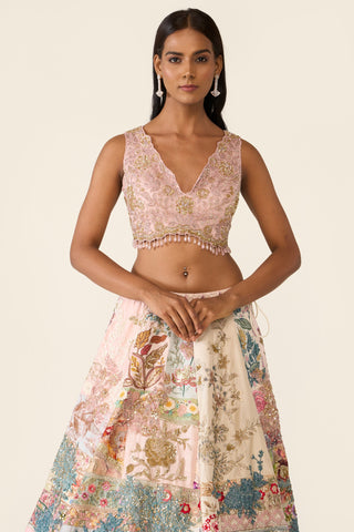 Linear Patchwork Lehenga Set