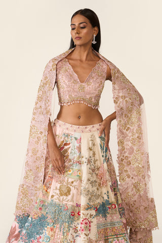 Linear Patchwork Lehenga Set