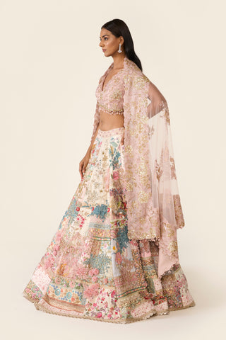 Linear Patchwork Lehenga Set