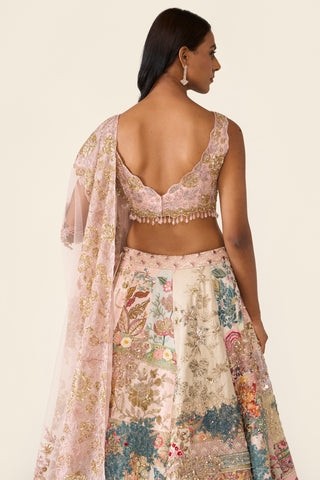 Linear Patchwork Lehenga Set