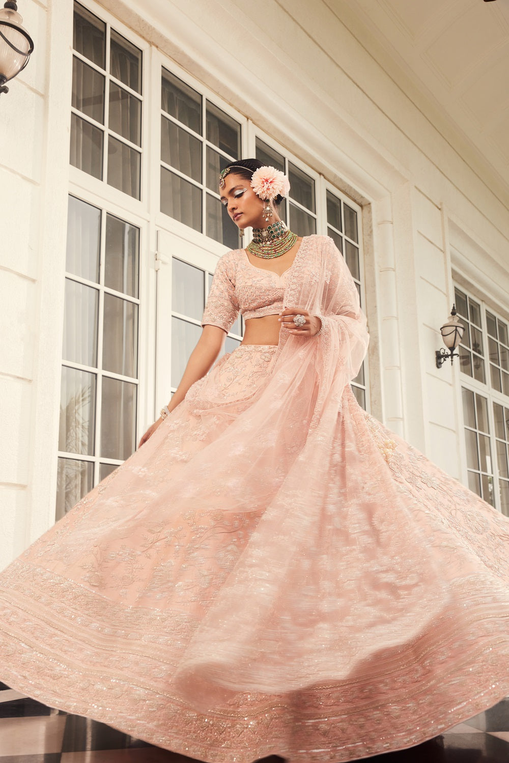 Pink embroidered lehenga