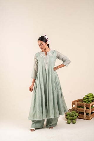 Ocean Blue Anarkali Set