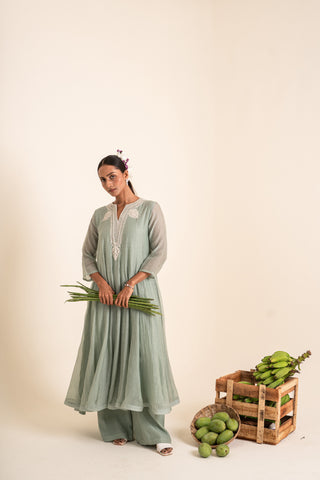 Ocean Blue Anarkali Set