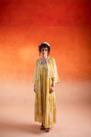 Corn Yellow Maxi Dress with Jacket