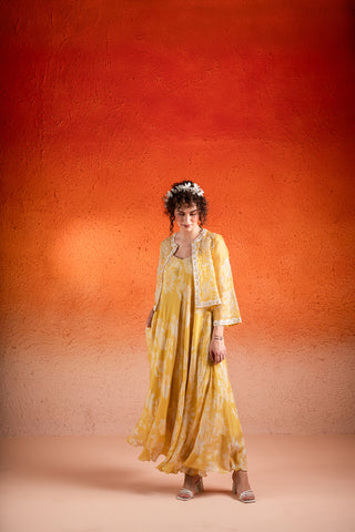 Corn Yellow Maxi Dress with Jacket