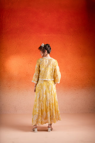 Corn Yellow Maxi Dress with Jacket