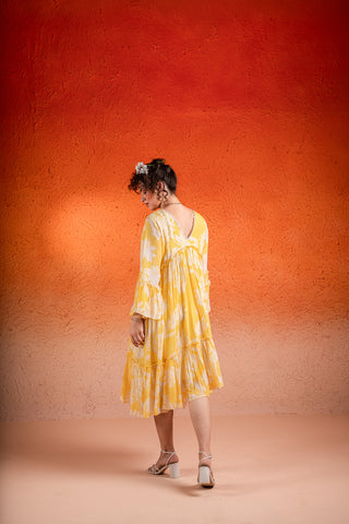 Corn Yellow Midi Dress