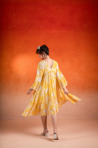 Corn Yellow Midi Dress