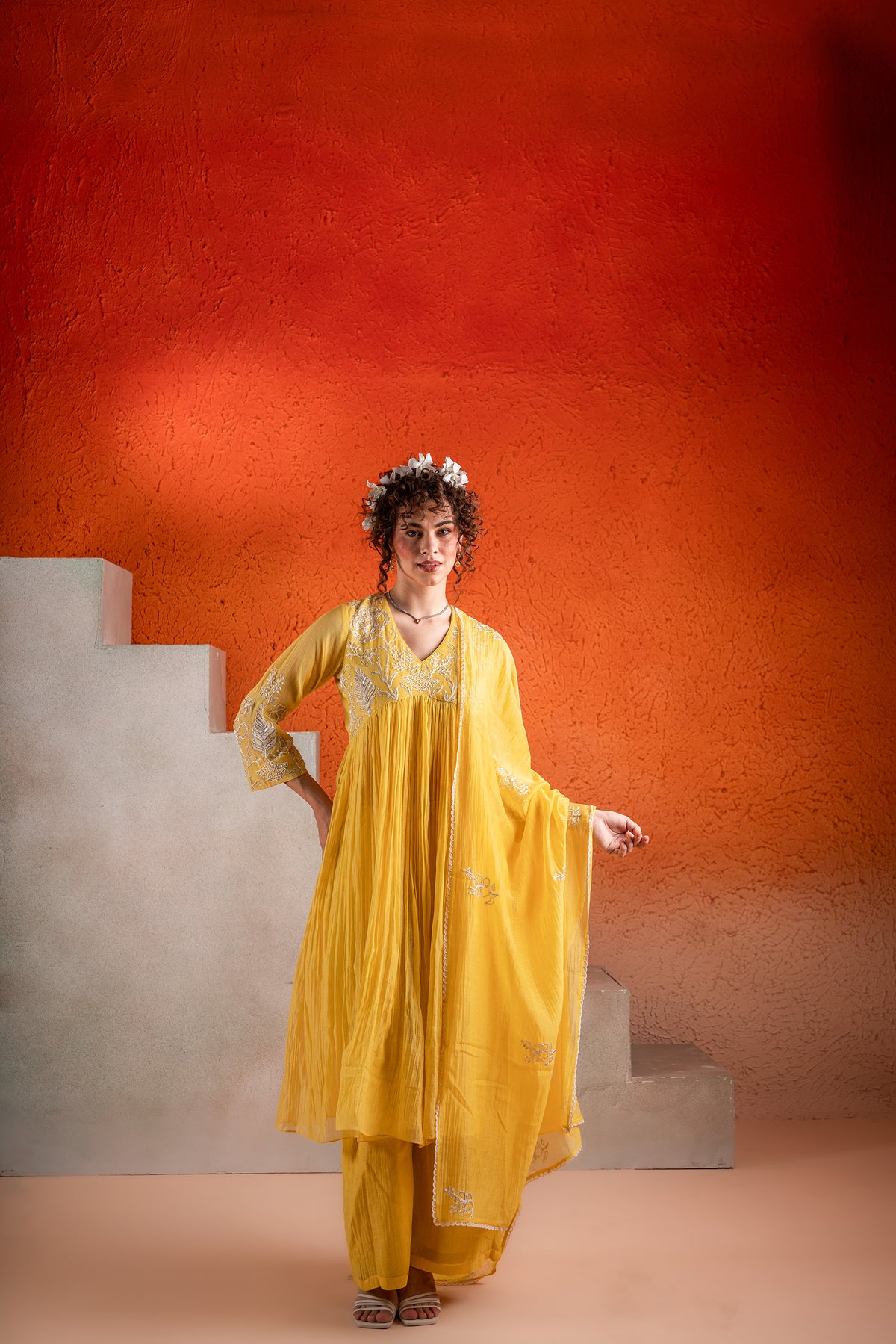 Corn Yellow Anarkali Set