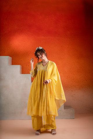 Corn Yellow Anarkali Set