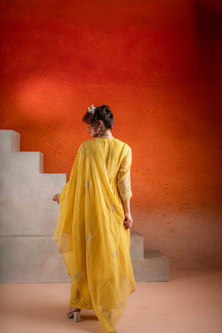 Corn Yellow Anarkali Set