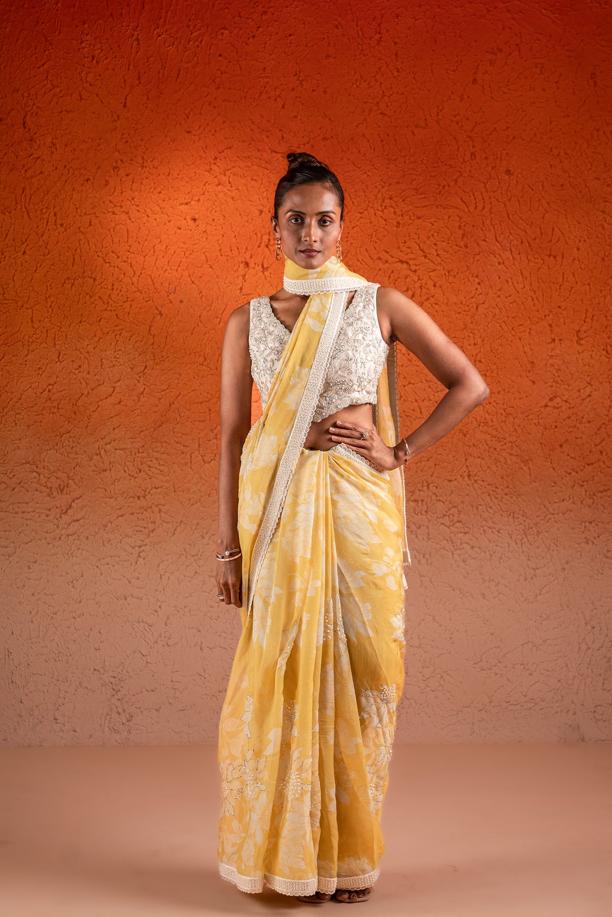 Corn Yellow Saree Set