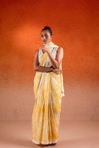 Corn Yellow Saree Set