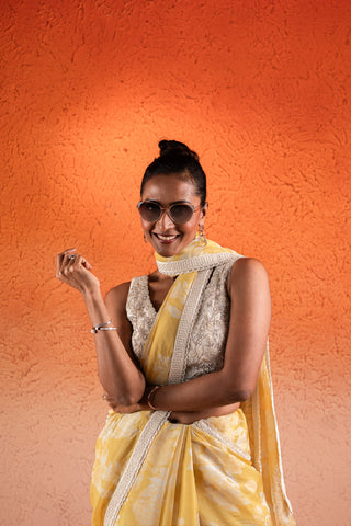 Corn Yellow Saree Set