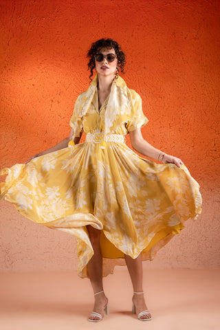 Corn Yellow Midi Dress