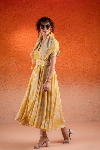 Corn Yellow Midi Dress