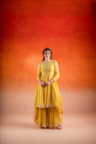 Corn Yellow Anarkali Set