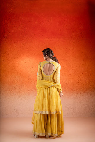 Corn Yellow Anarkali Set