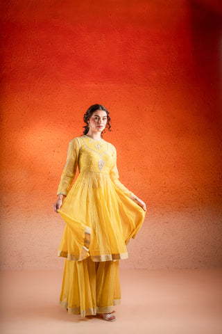 Corn Yellow Anarkali Set