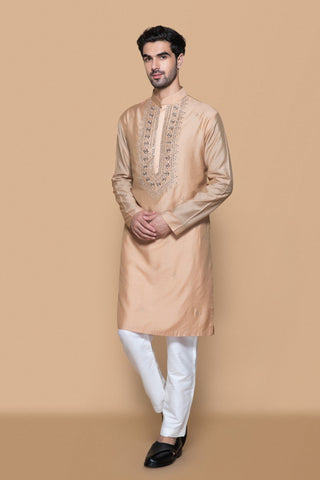 Fawn Mirror Work Kurta Set