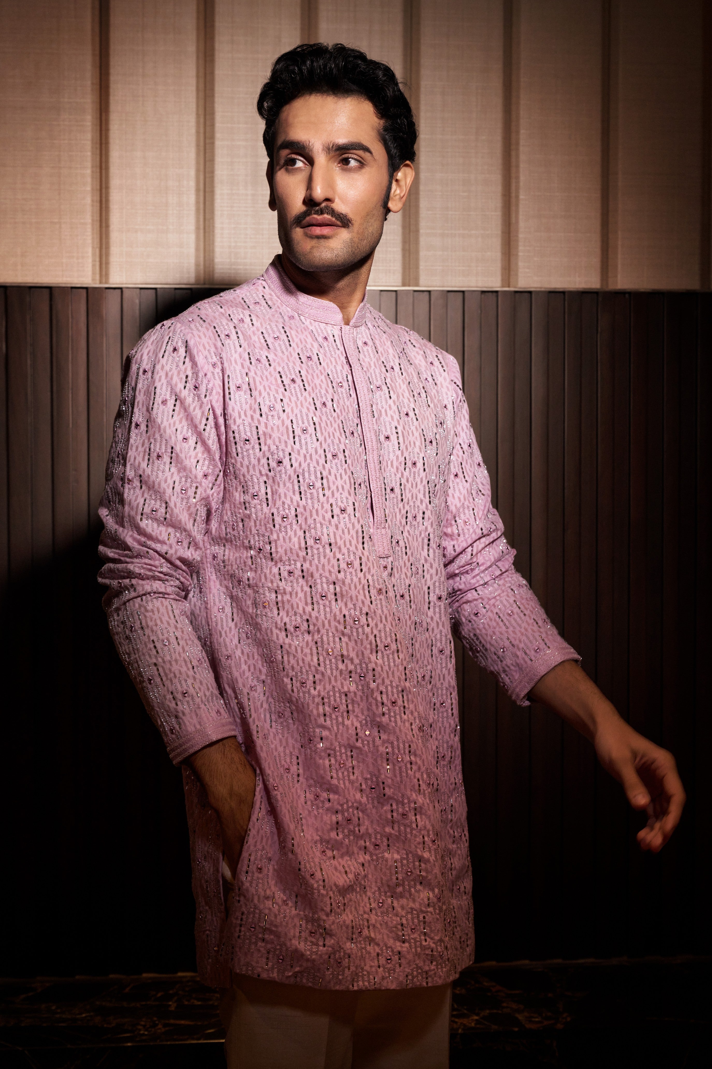 Lilac self chanderi kurta