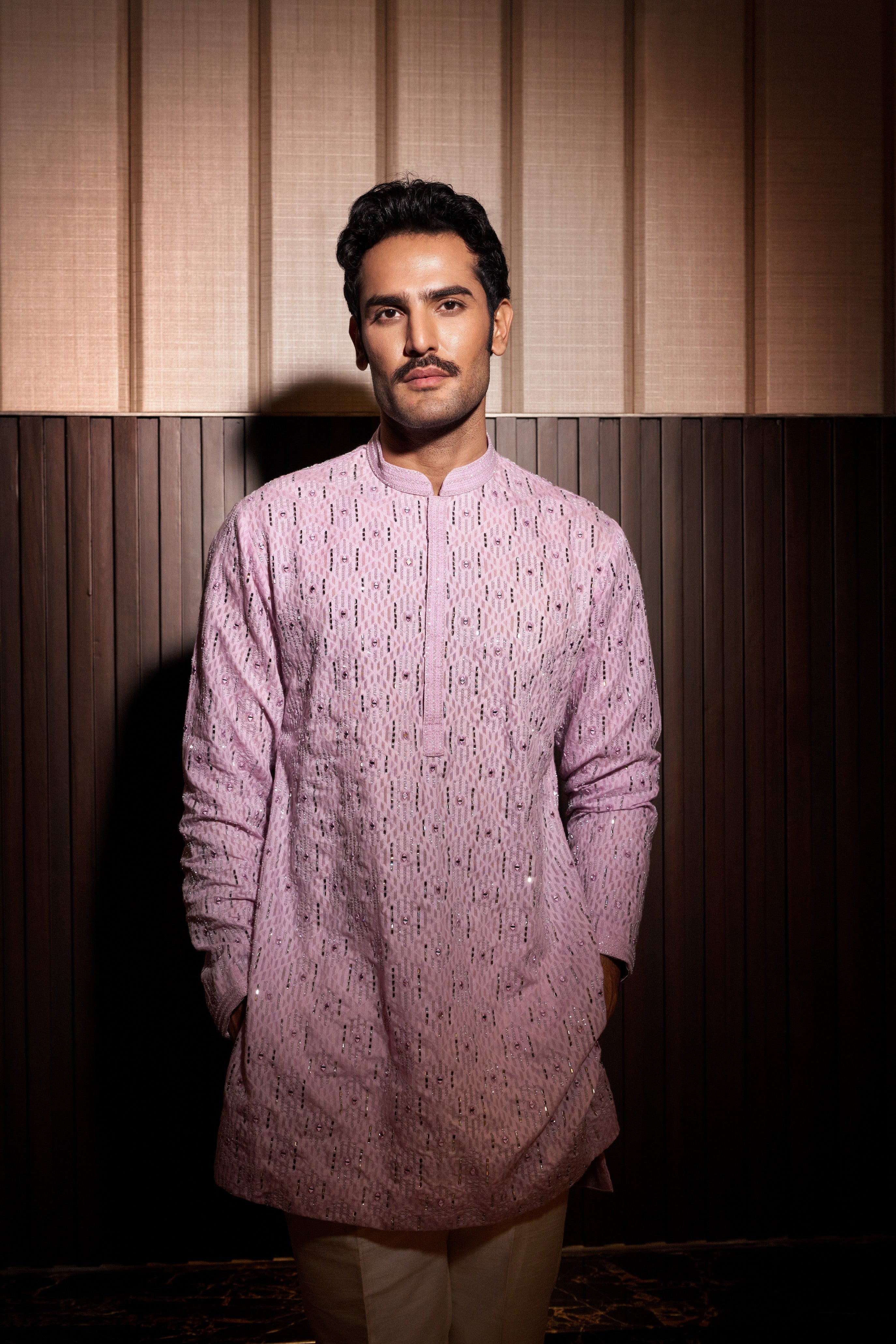 Lilac self chanderi kurta