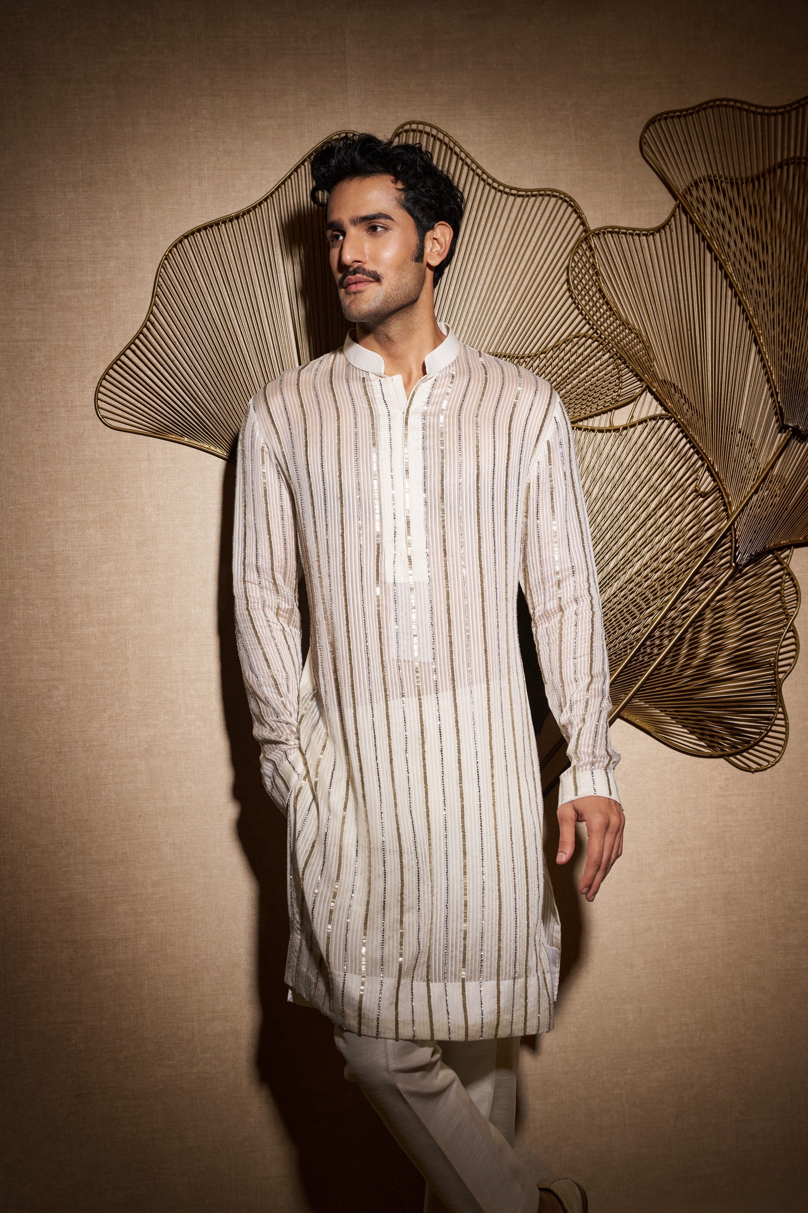 Ivory sheer organza kurta