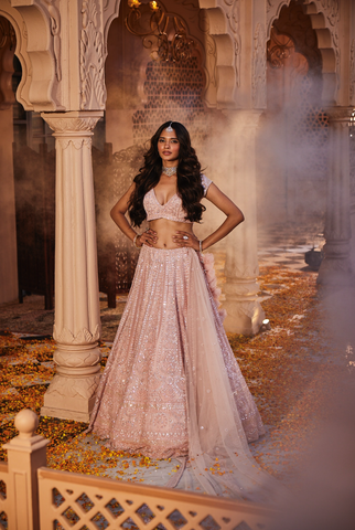 Pink embroidered lehenga