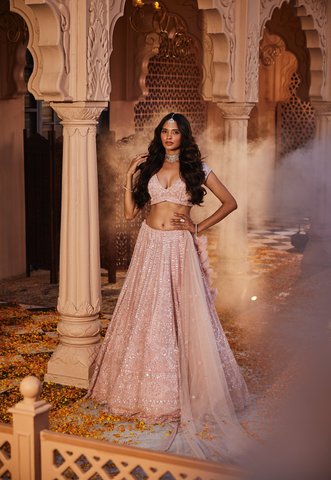 Pink embroidered lehenga